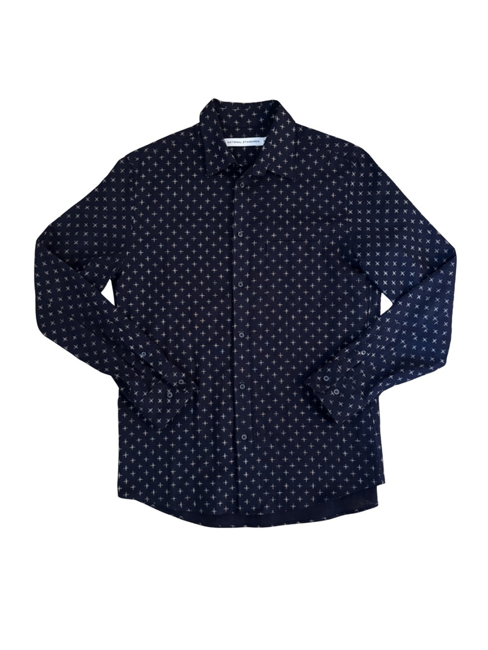 National Standards Linen Feel Slim Fit Patterned Shirt